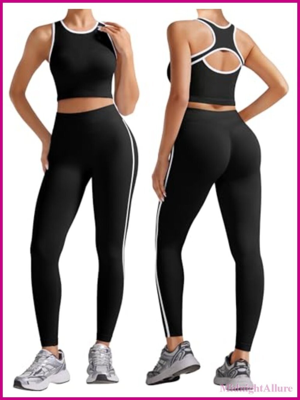 Women's 2-Piece Seamless Yoga Outfit Scrunch Leggings Crop Tank Top